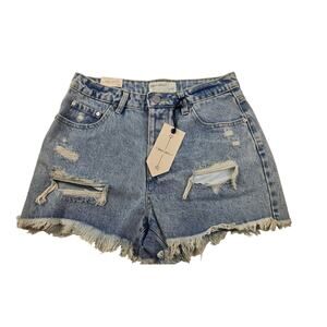 NWT Banjara 7 / 27 juniors distressed grunge denim jeans shorts super high rise